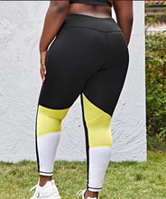 Load image into Gallery viewer, Black and yellow workout leggings
