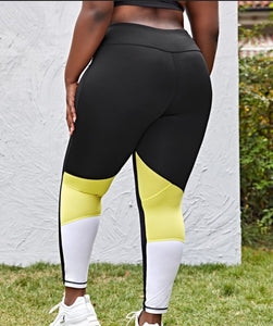 Black and yellow workout leggings