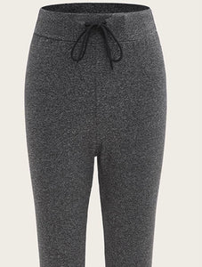 Gray drawstring workout leggings