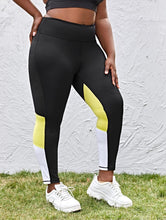 Load image into Gallery viewer, Black and yellow workout leggings
